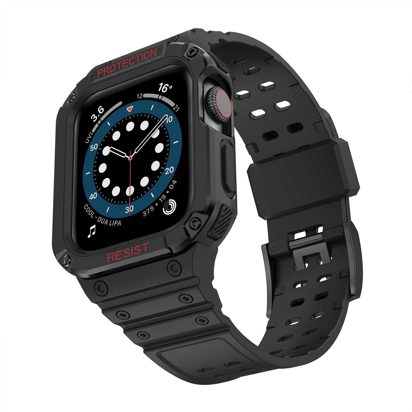 Tough On 2-in-1 Apple Watch Band with Case 38/40/41mm Rugged Protection Black/Black