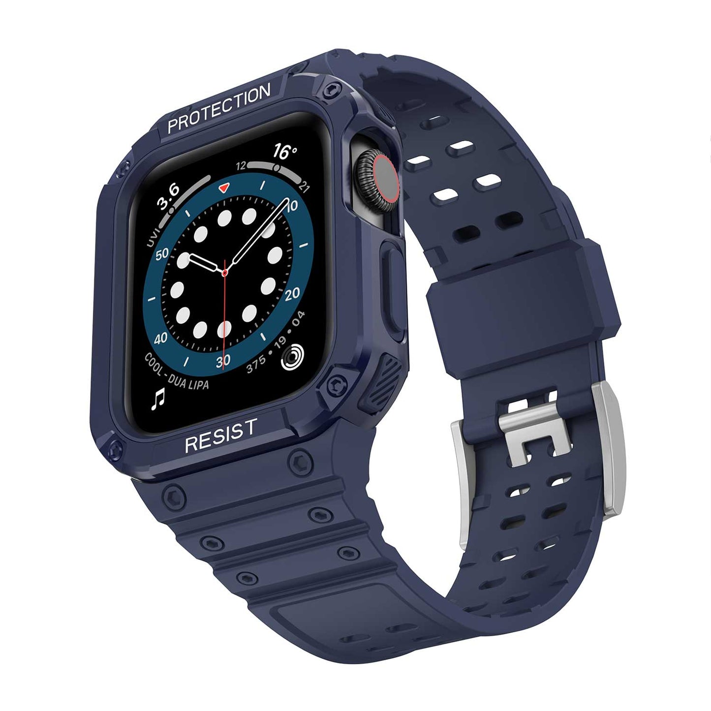 Tough On 2-in-1 Apple Watch Band with Case 42/44/45mm Rugged Protection Navy/Navy