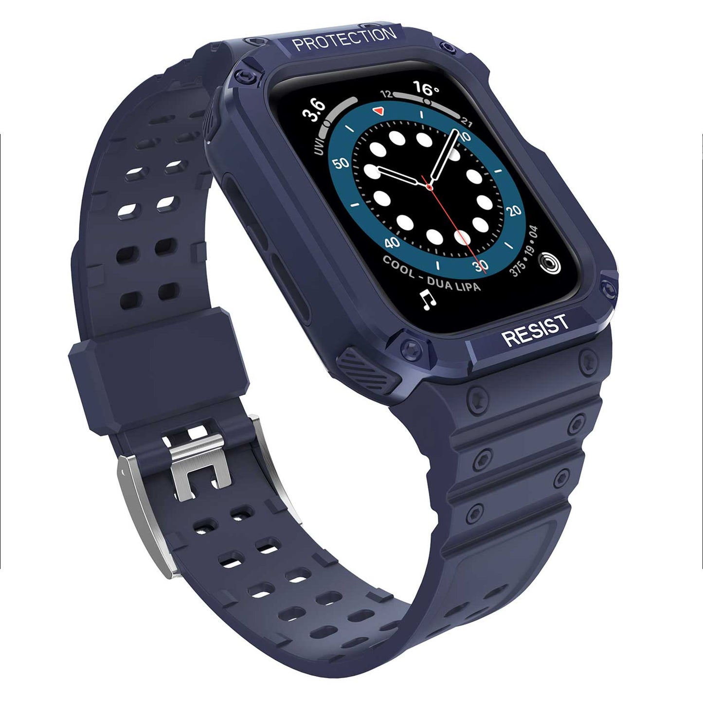 Tough On 2-in-1 Apple Watch Band with Case 42/44/45mm Rugged Protection Navy/Navy - Toughonstore