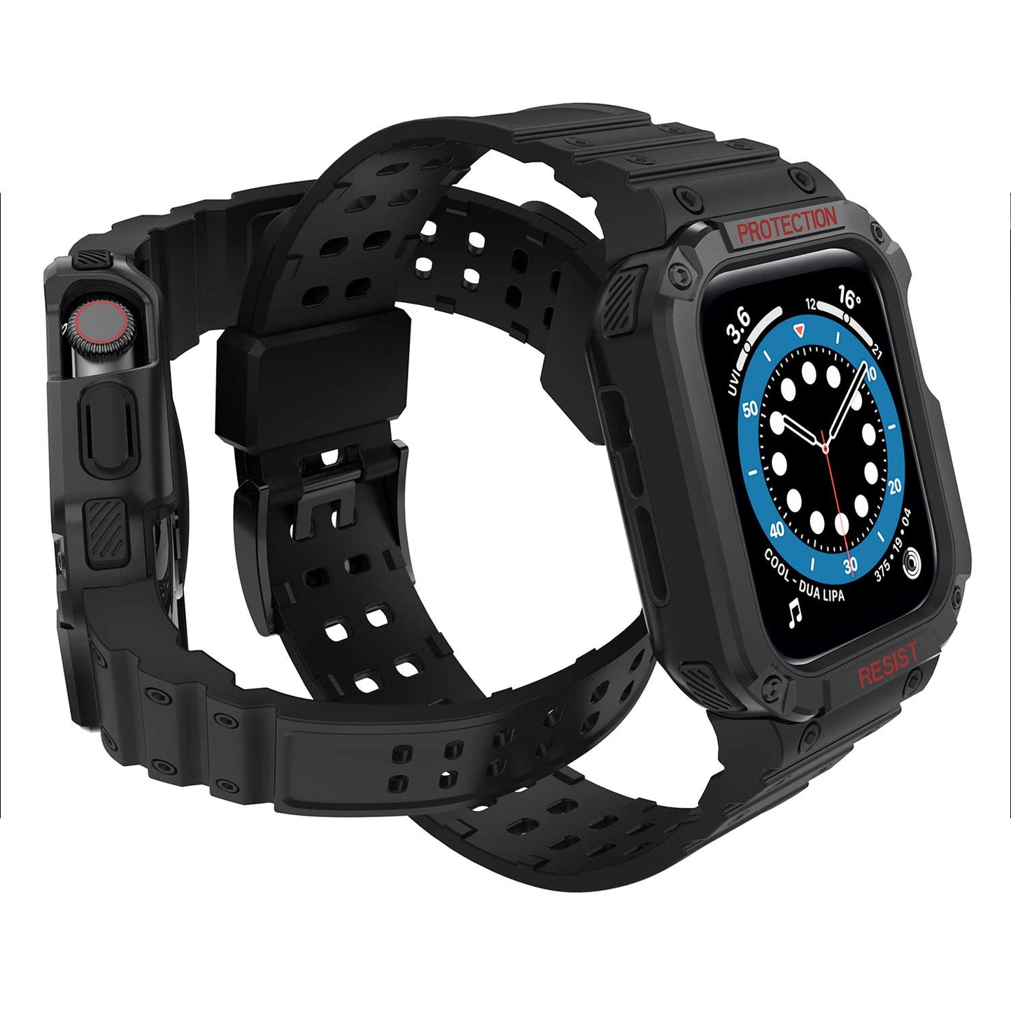 Tough On 2-in-1 Apple Watch Band with Case 38/40/41mm Rugged Protection Black/Black - Toughonstore