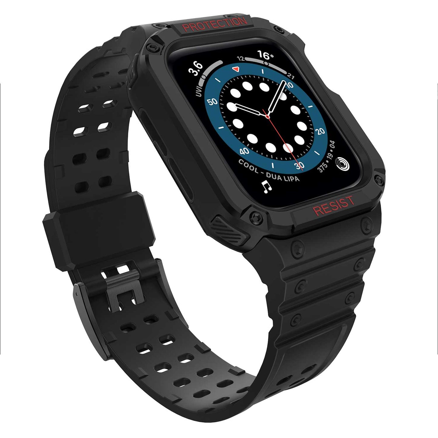 Tough On 2-in-1 Apple Watch Band with Case 38/40/41mm Rugged Protection Black/Black - Toughonstore