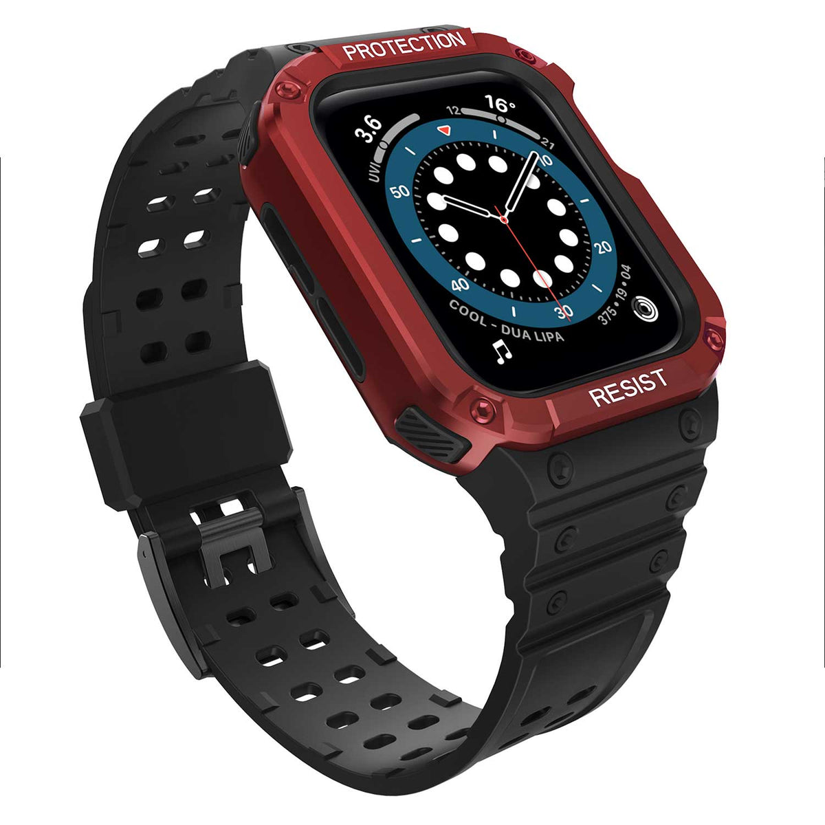 Tough On Apple Watch Band with Case Series 1 / 2 / 3 42mm Rugged Protection Black/Red