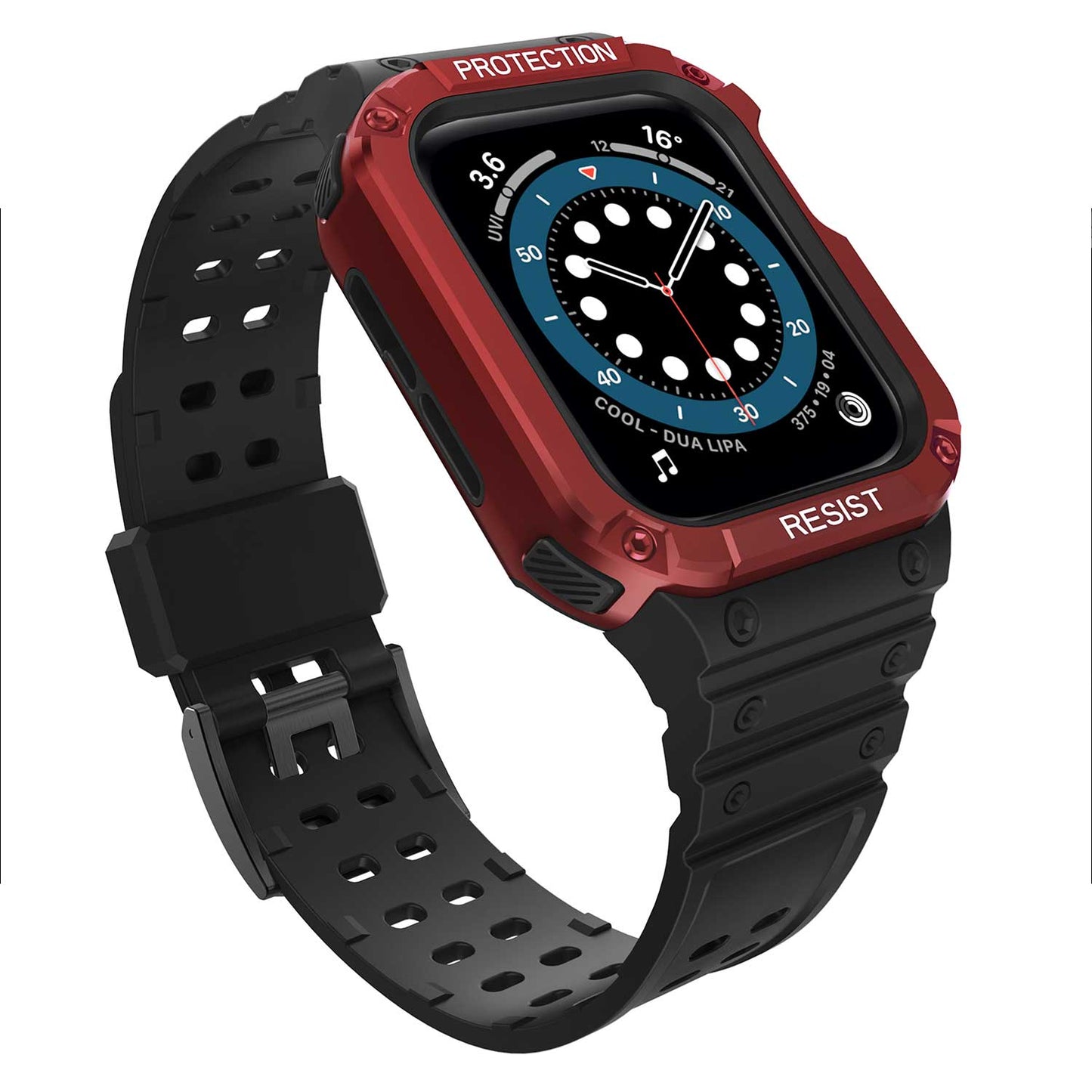 Tough On Apple Watch Band with Case Series 4 / 5 / 6 / SE 44mm Rugged Protection Black/Red