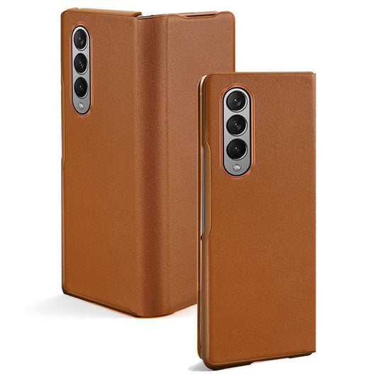 Tough On Samsung Galaxy Z Fold 3 Case Fine Leather Brown