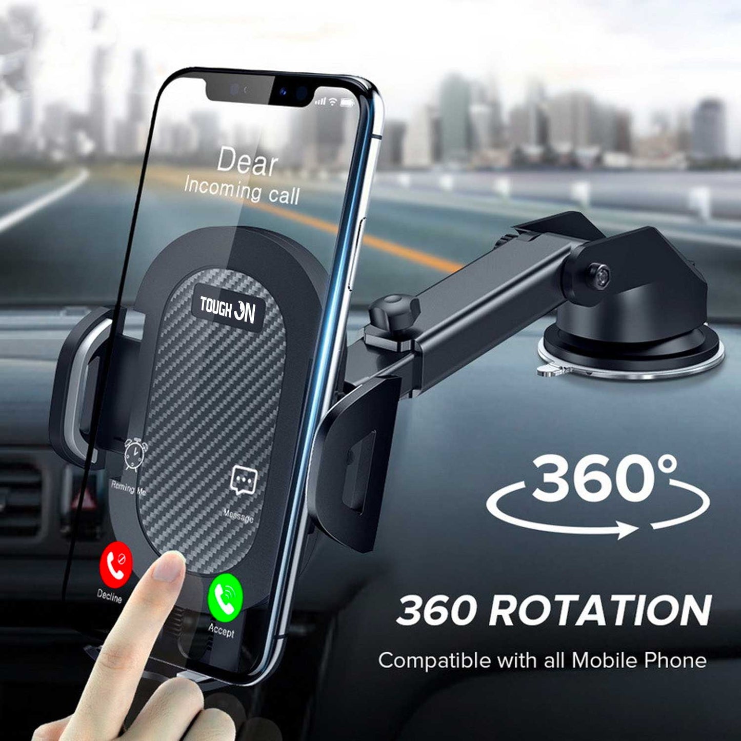 Tough On Universal 360° Smartphone 2-in-1 Car Holder Black - Toughonstore