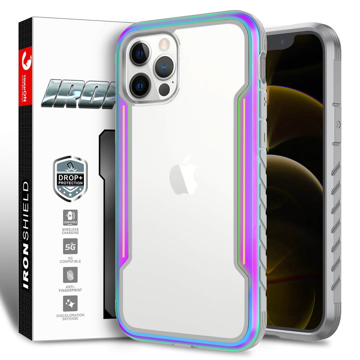 iPhone 12 / iPhone 12 Pro Case Tough On Iron Shield Iridescent