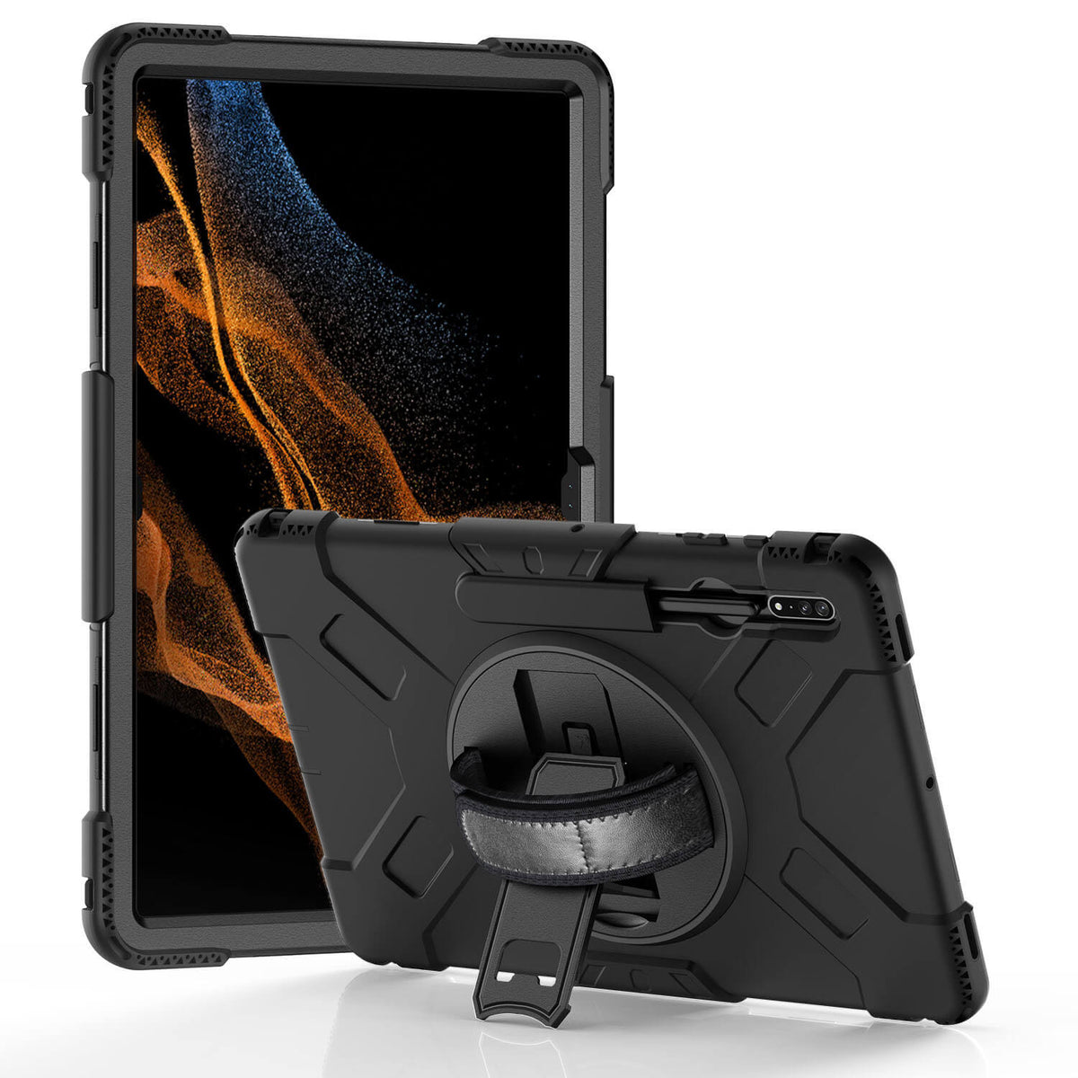 Tough On Samsung Galaxy Tab S9 Ultra / S8 Ultra Case Rugged Protection Black
