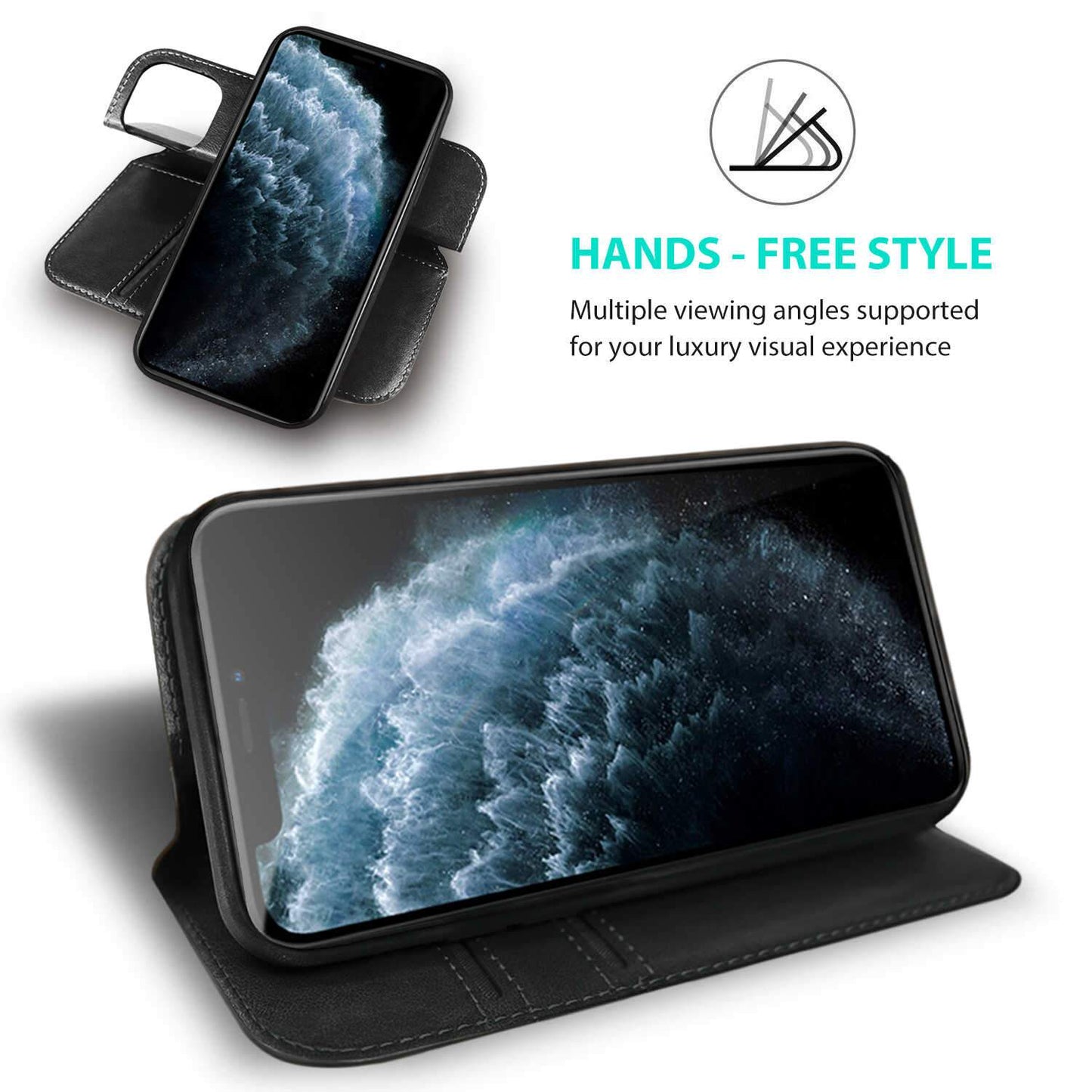 iPhone 12 / iPhone 12 Pro Case Tough On Fine Detachable Leather Black
