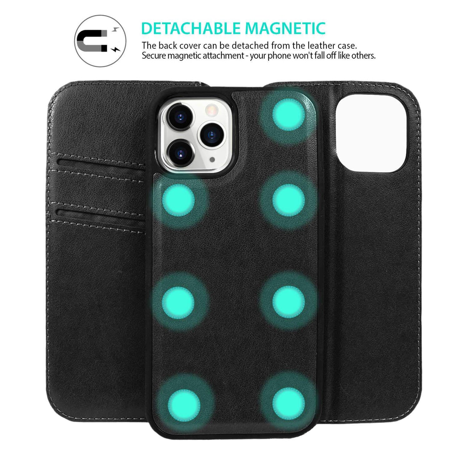 iPhone 12 / iPhone 12 Pro Case Tough On Fine Detachable Leather Black