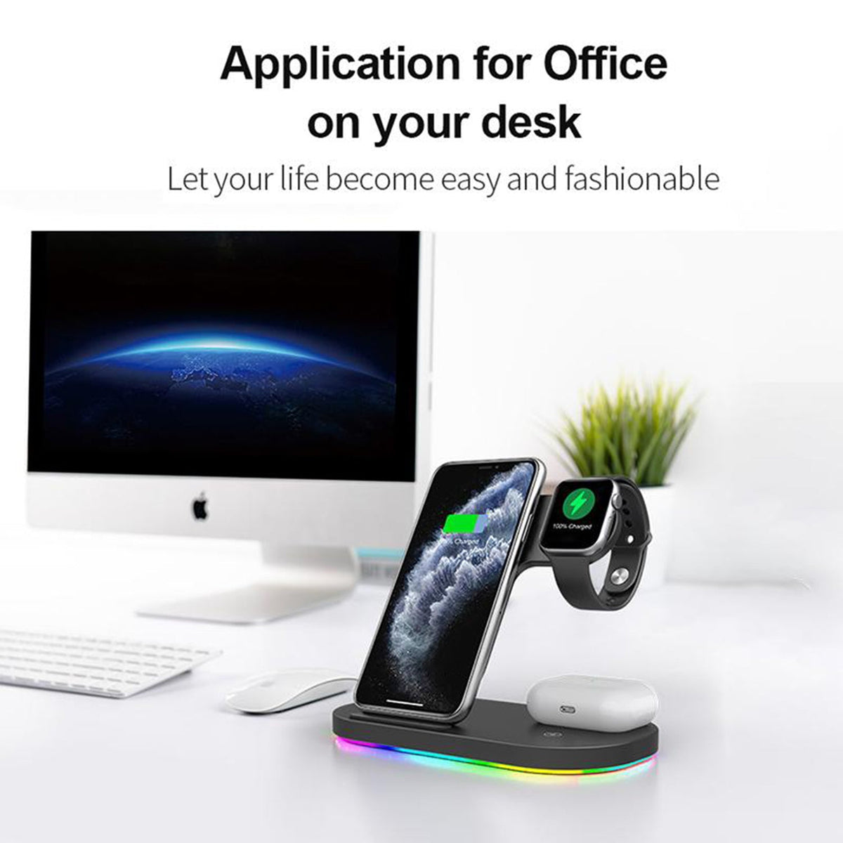 Tough On 3-in-1 Wireless Charger Stand for iPhone, Apple Watch & AirPods