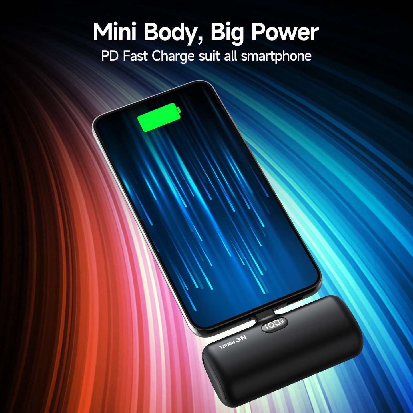 Tough On Mini Portable Charger 5000mAh Power Bank USB C for Samsung Android iPhone 15 & 16 Series