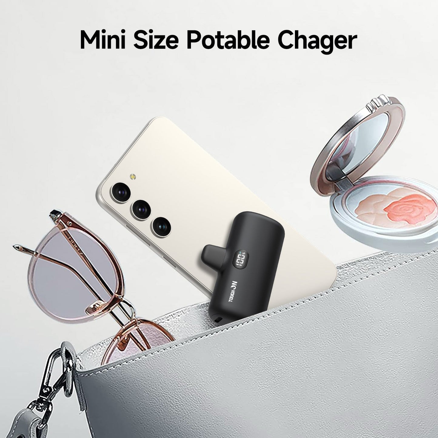 Tough On Mini Portable Charger 5000mAh Power Bank USB C for Samsung Android iPhone 15 & 16 Series