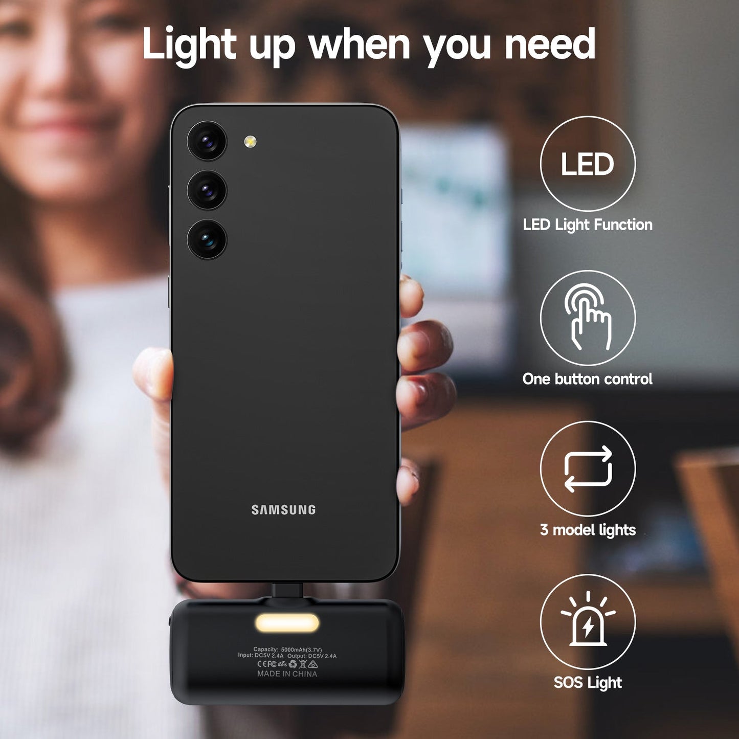 Tough On Mini Portable Charger 5000mAh Power Bank USB C for Samsung Android iPhone 15 & 16 Series