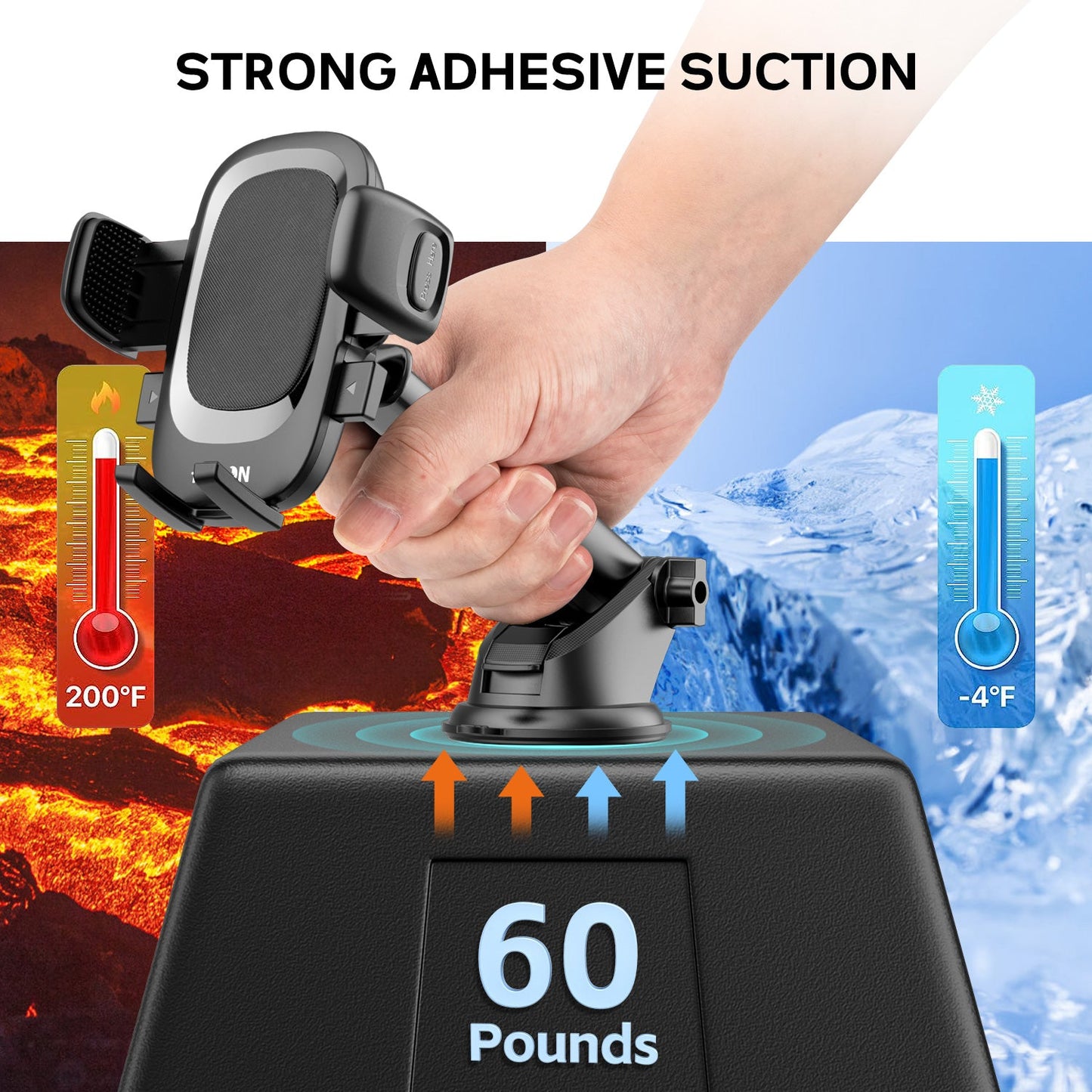 Tough On Universal 3 in 1 Car Mount Phone Holder for Dashboard Air Vent Windshield