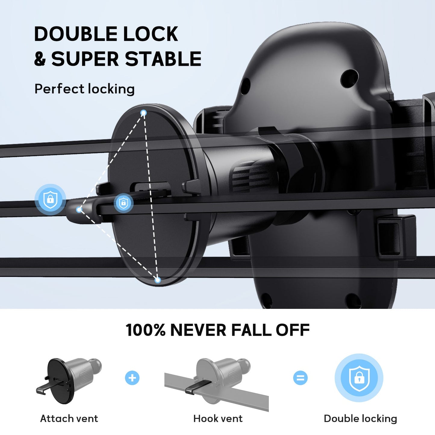 Tough On Universal 3 in 1 Car Mount Phone Holder for Dashboard Air Vent Windshield