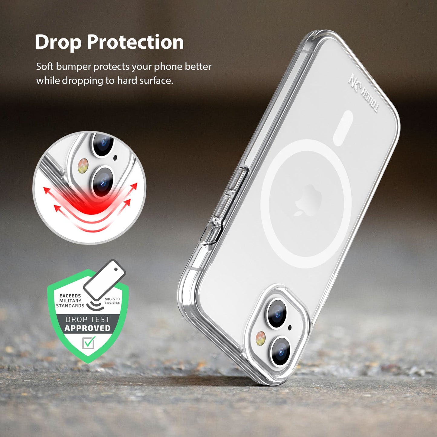 Tough On iPhone 16e / iPhone 15 Clear Case with Magsafe