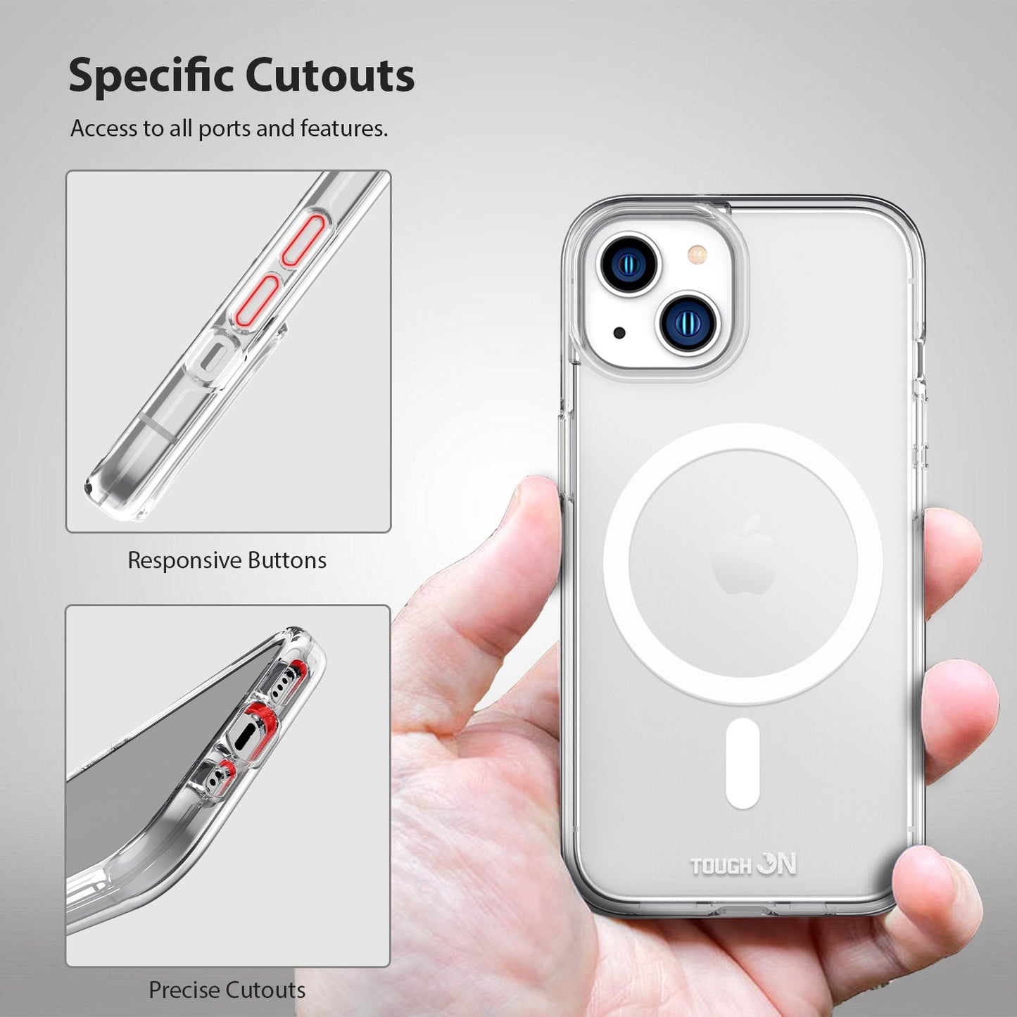 Tough On iPhone 16e / iPhone 15 Clear Case with Magsafe