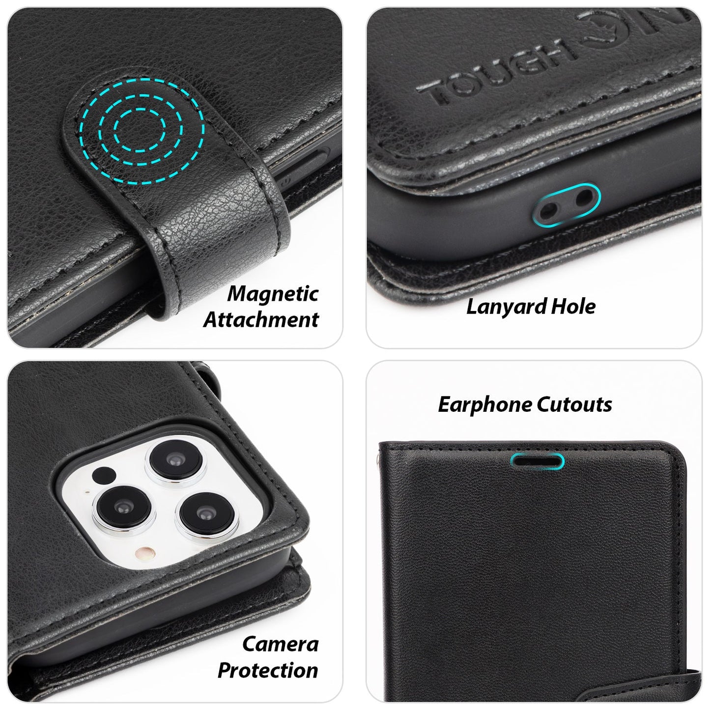 Tough On iPhone 15 Pro Flip Wallet Leather Case