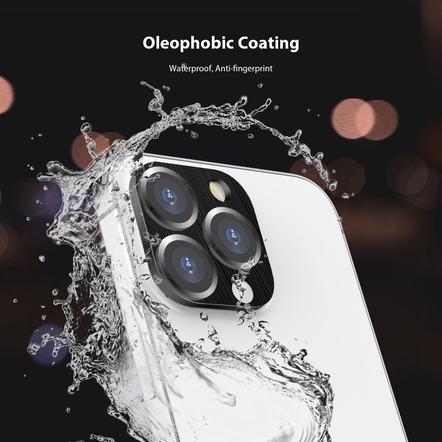 Tough On iPhone 15 Pro Max Camera Protector Metal Tempered Glass Black