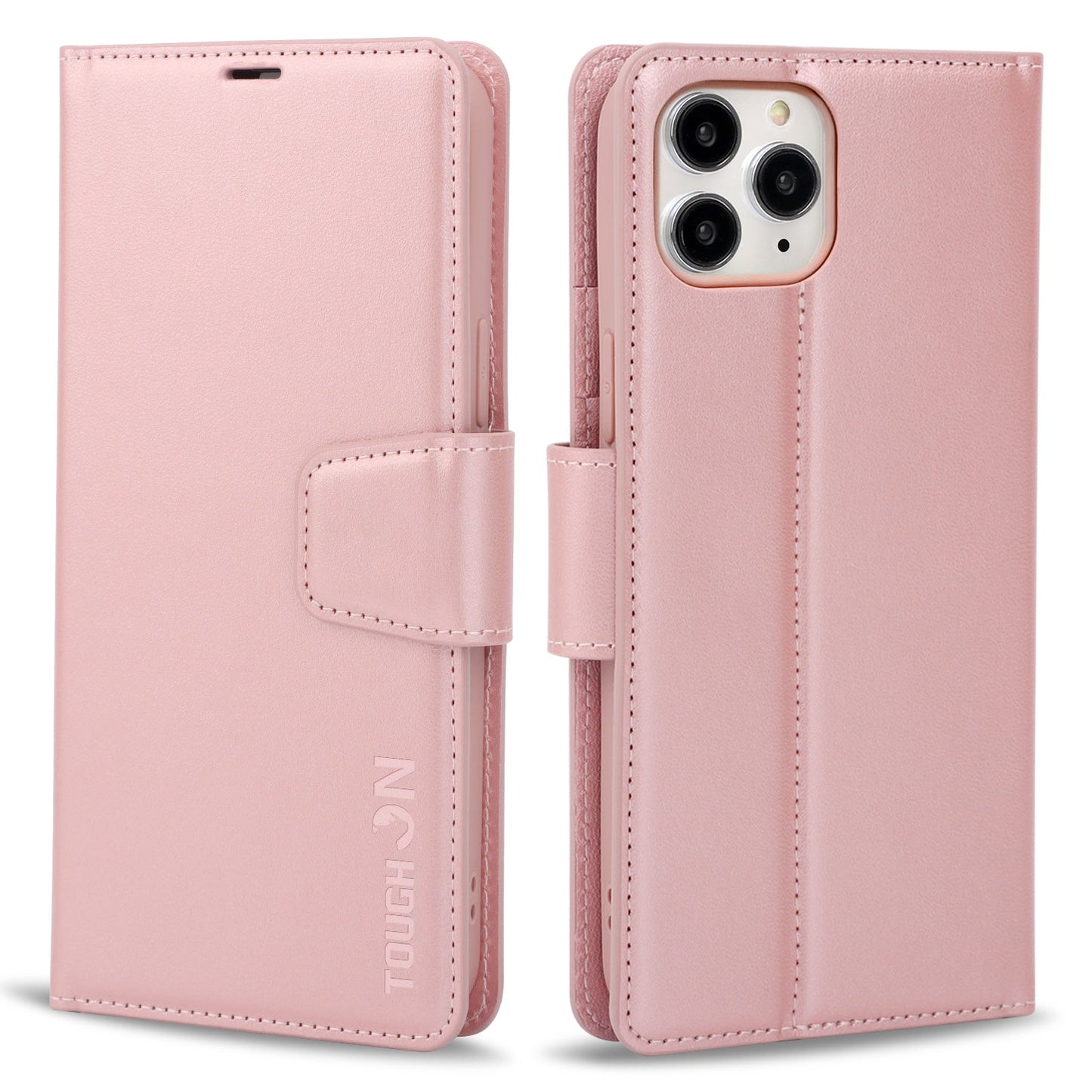 Tough On iPhone XS Max Case Leather Wallet Cover Rose Gold