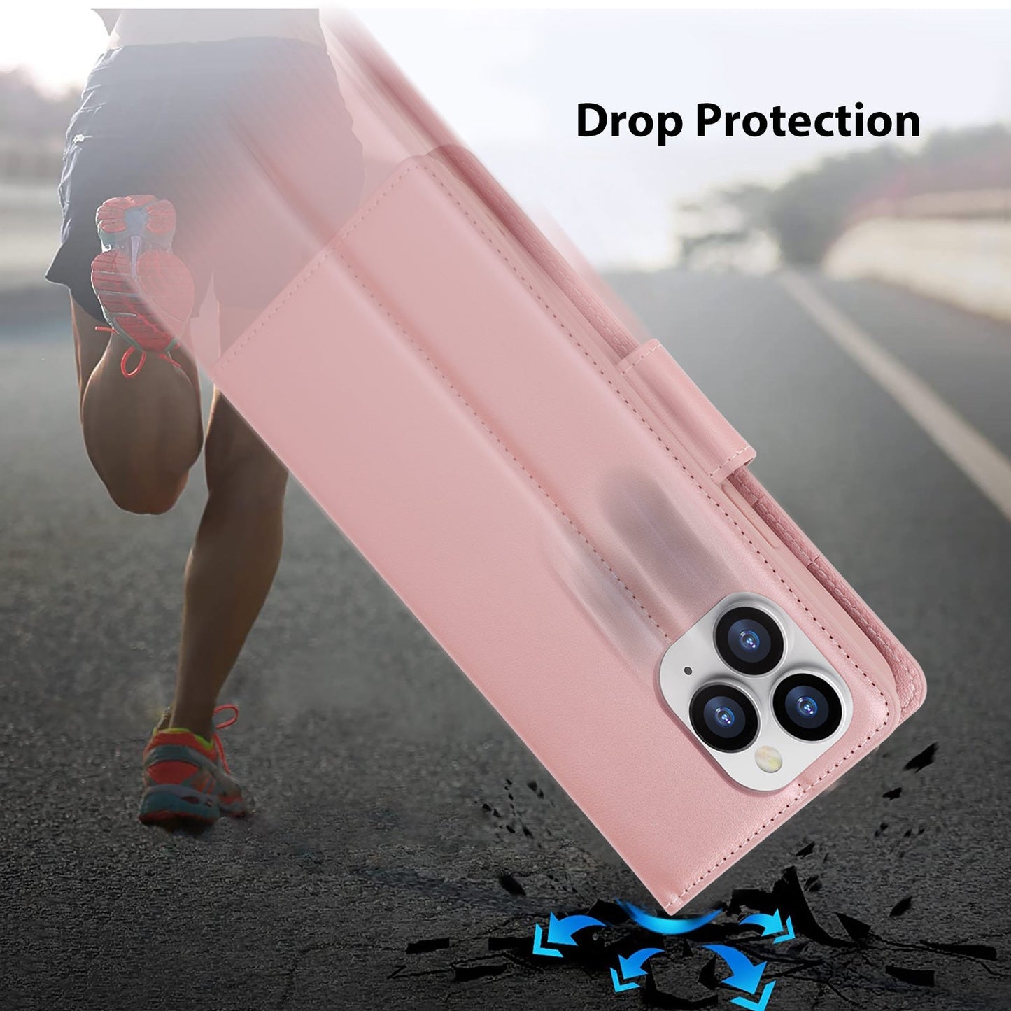 Tough On iPhone XS Max Case Leather Wallet Cover Rose Gold