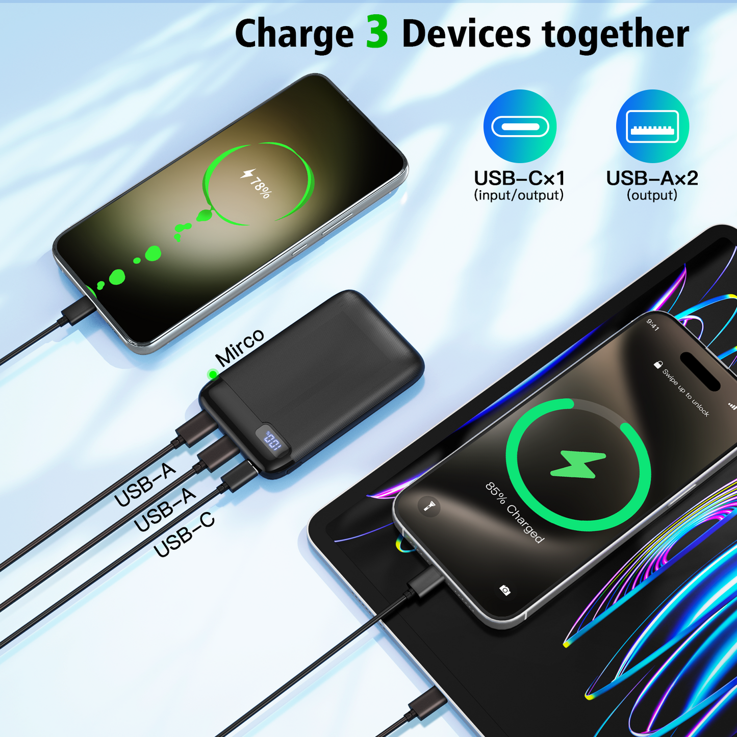 Tough On Portable Power Bank 5000mAh Fast Charger