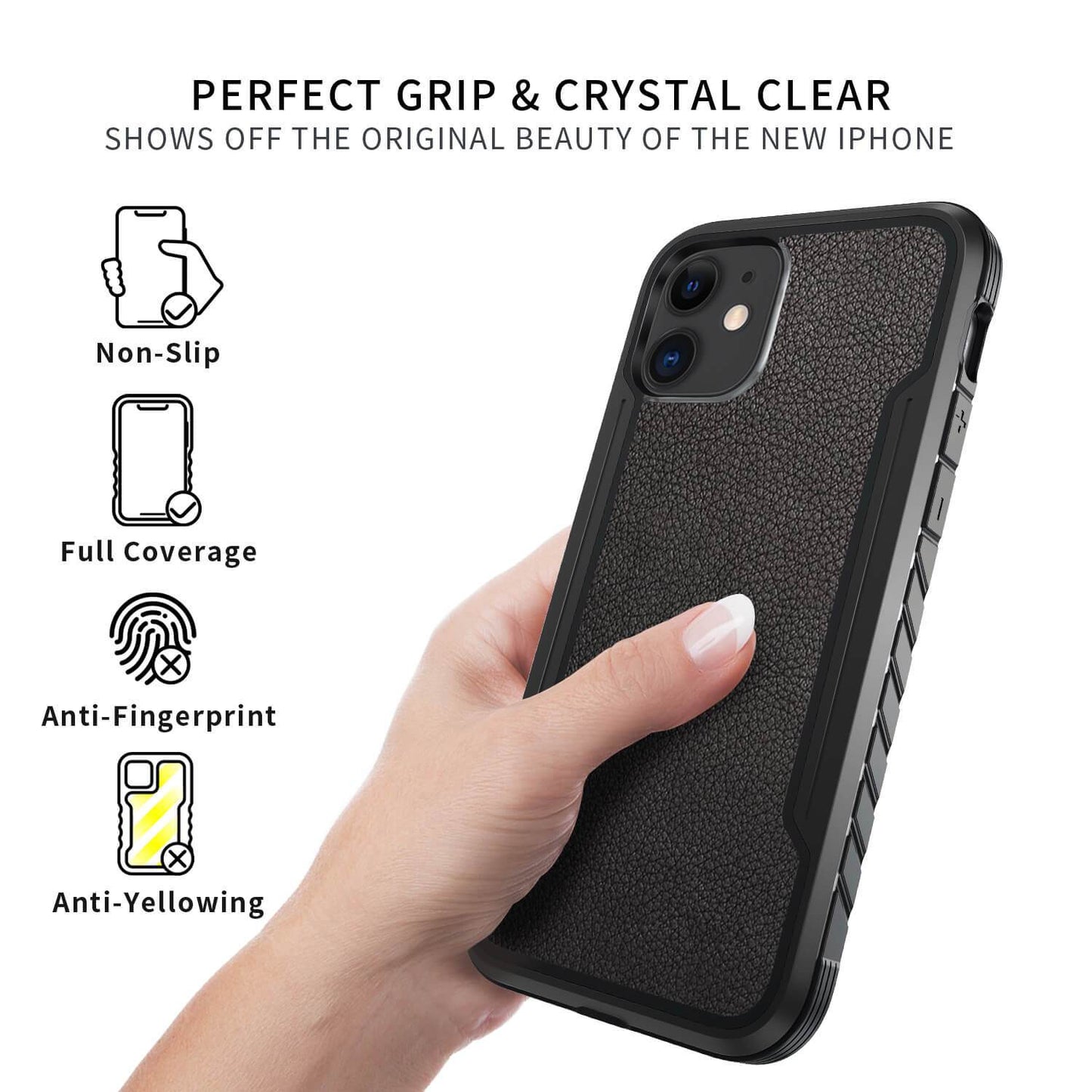 Tough On iPhone 11 Case Iron Shield Prime Leather Black