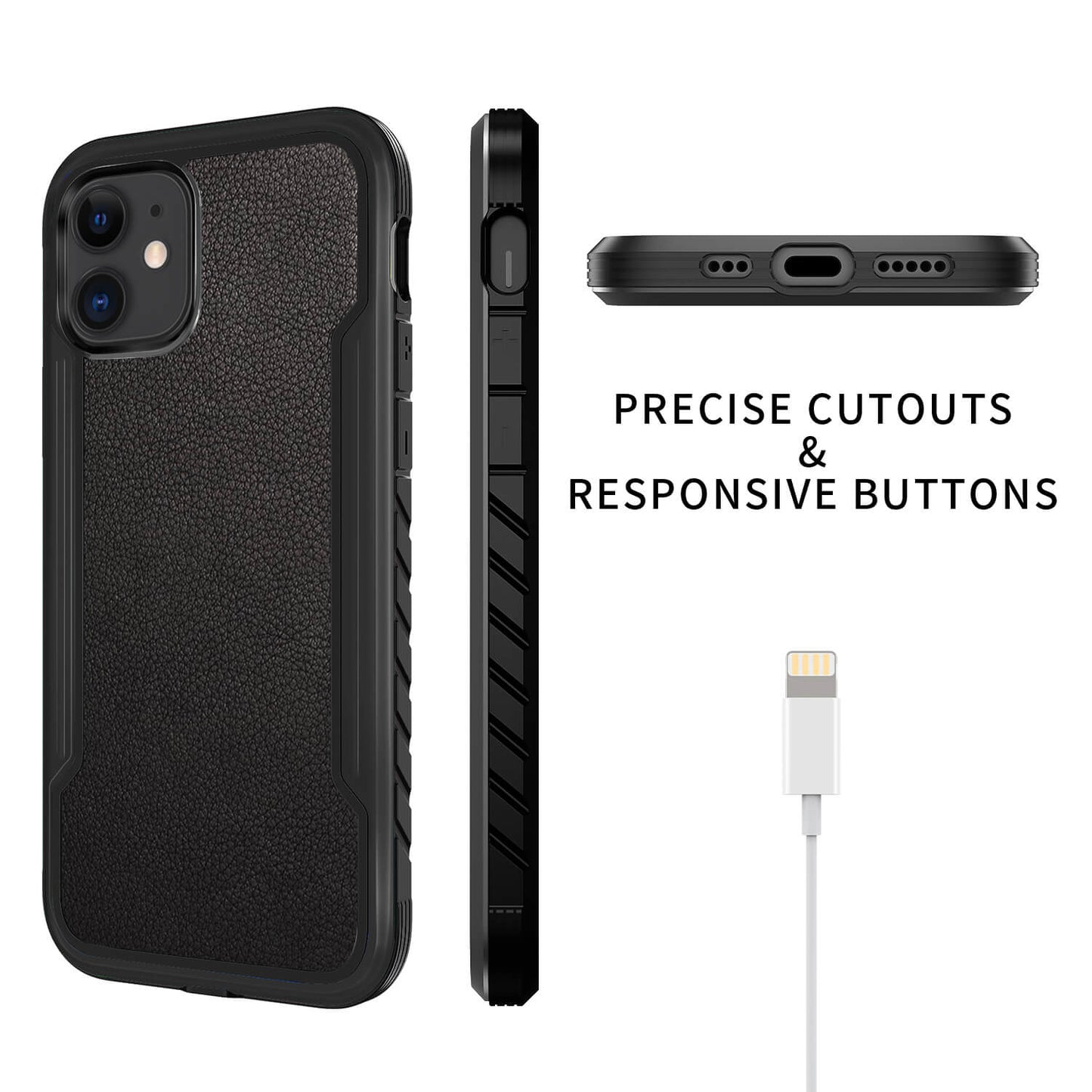Tough On iPhone 11 Case Iron Shield Prime Leather Black