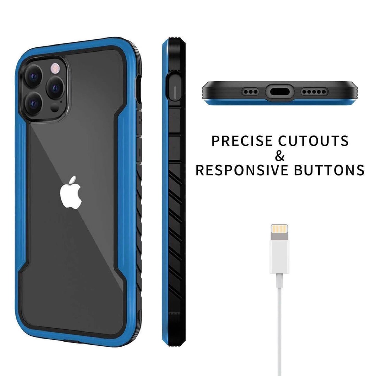 iPhone 12 / iPhone 12 Pro Case Tough On Iron Shield Blue