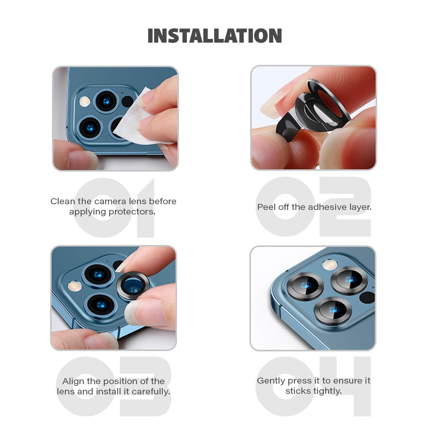 Tough On iPhone 11 Pro Max Rear Camera Glass Protector Grey