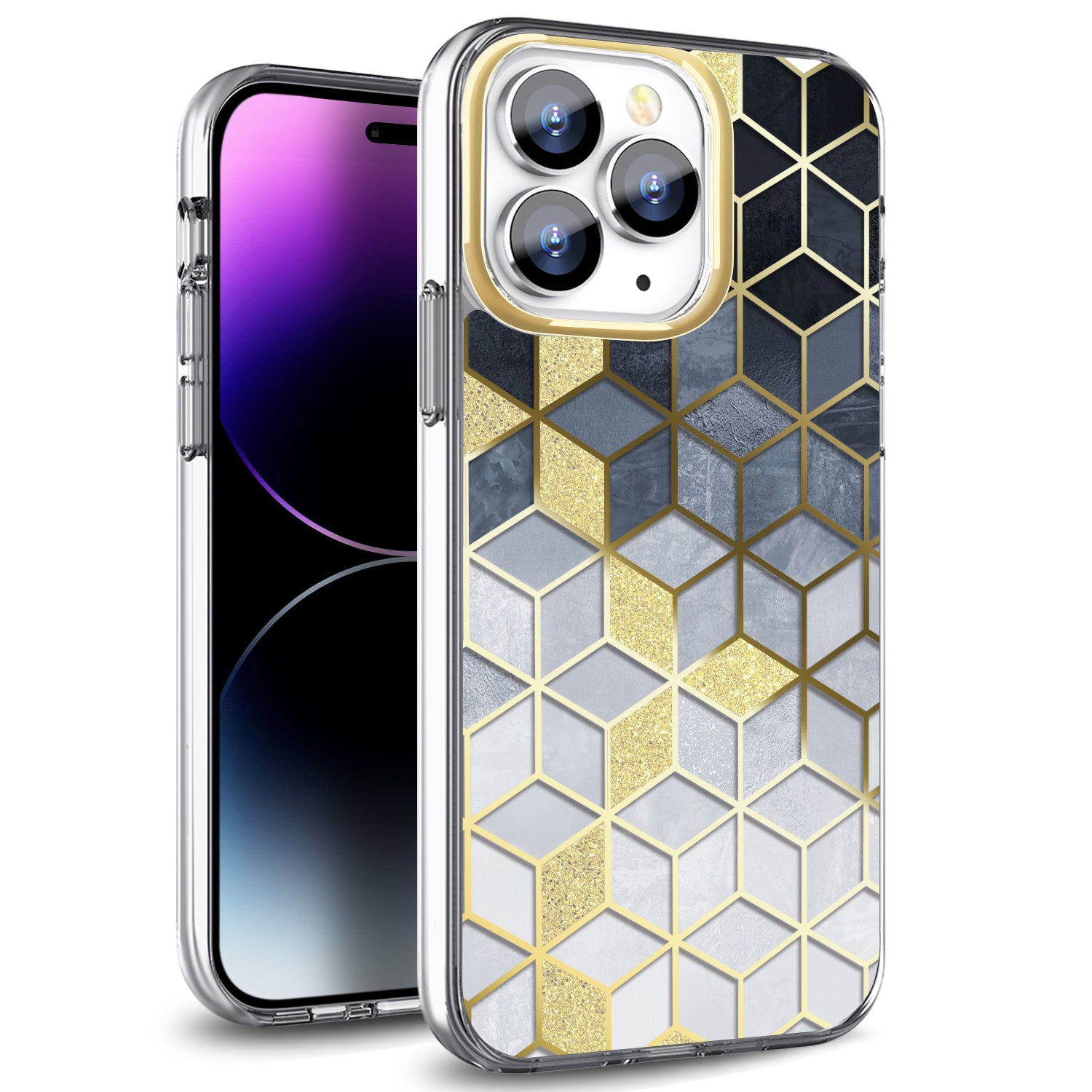 Tough On iPhone 14 Pro Max Case Golden Marble Toughonstore