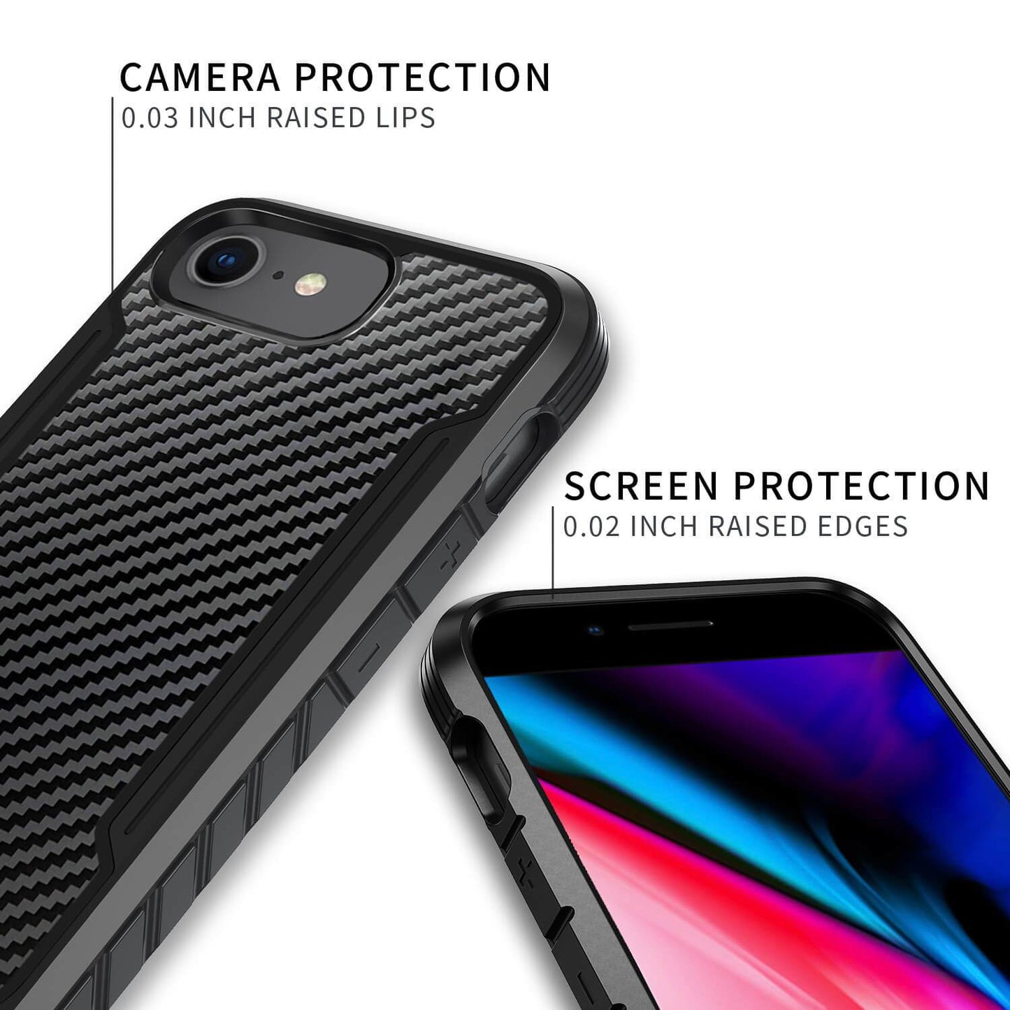 Tough On iPhone SE 2022 & 2020 / 8 / 7 / 6 Case Iron Shield Carbon Fiber Black