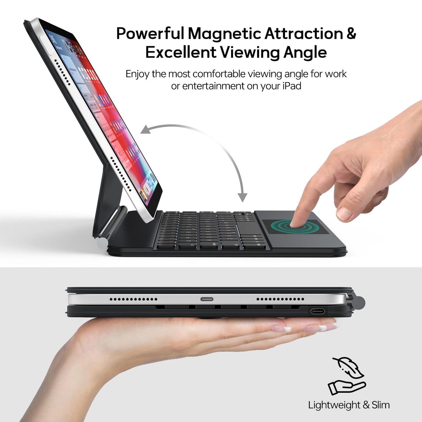 Tough On Magnetic Keyboard Case with Trackpad for iPad