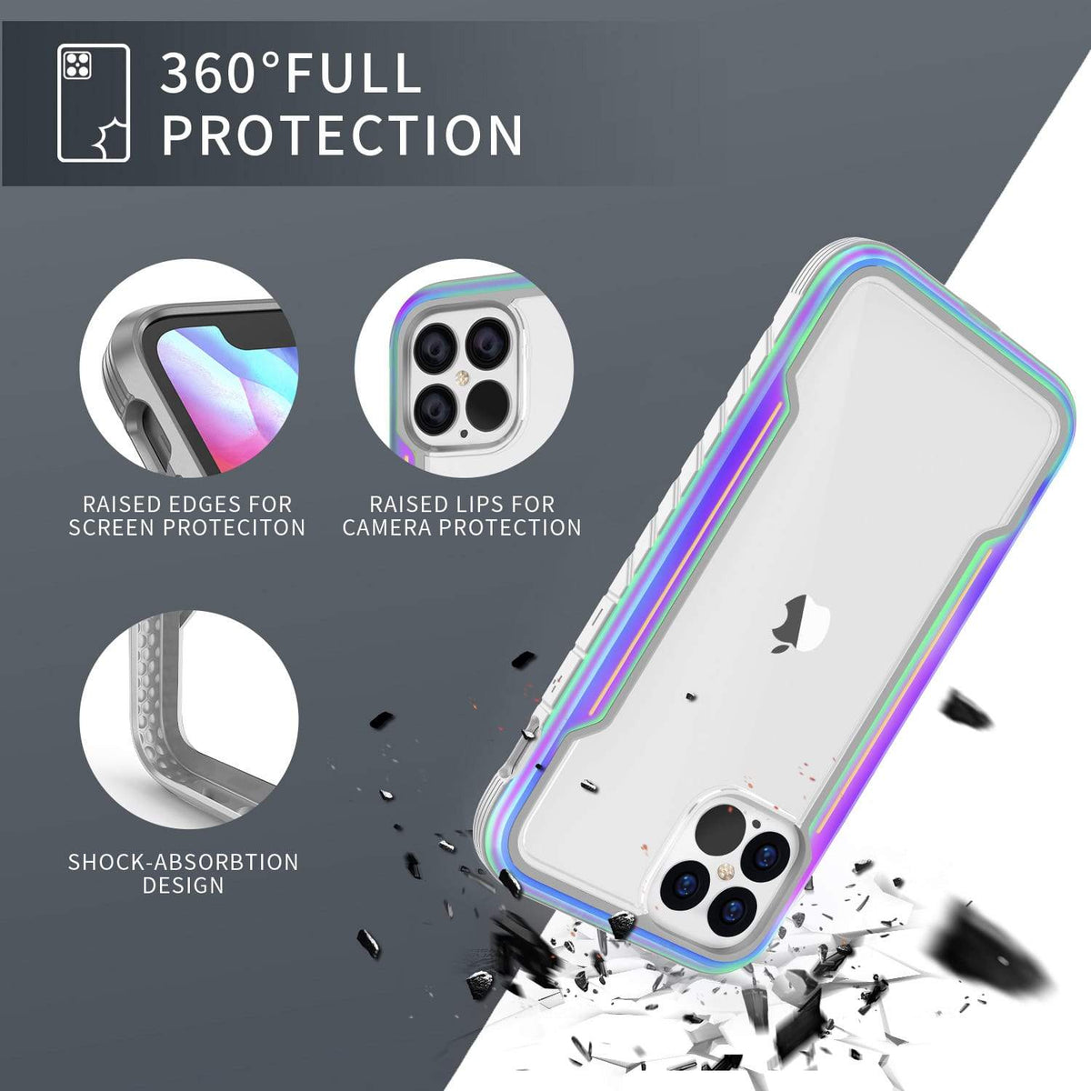 iPhone 12 / iPhone 12 Pro Case Tough On Iron Shield Iridescent