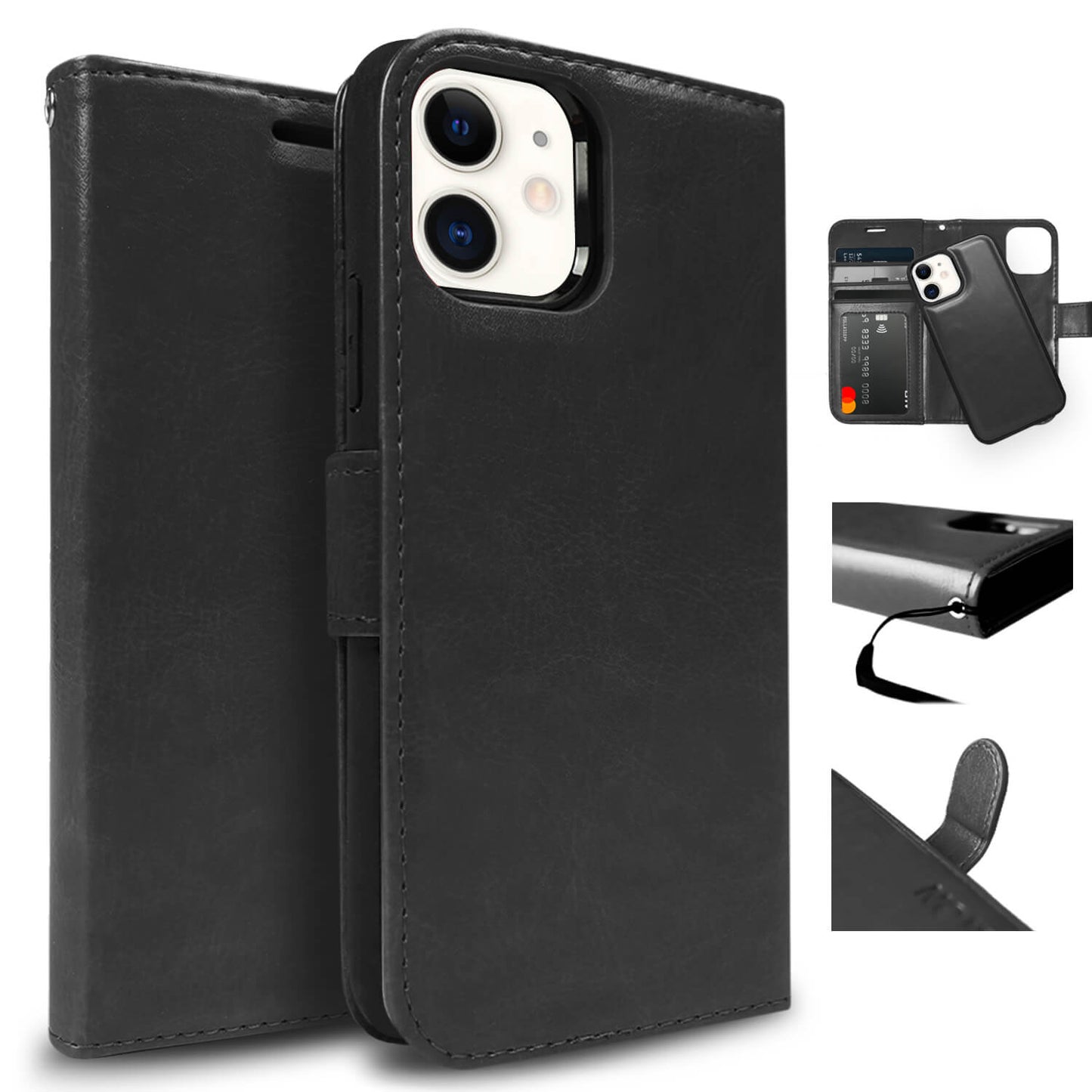 Tough On iPhone XR Case Magnetic Fine Detachable Leather Black