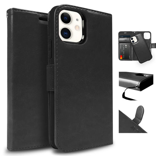 Tough On iPhone XR Case Magnetic Fine Detachable Leather Black