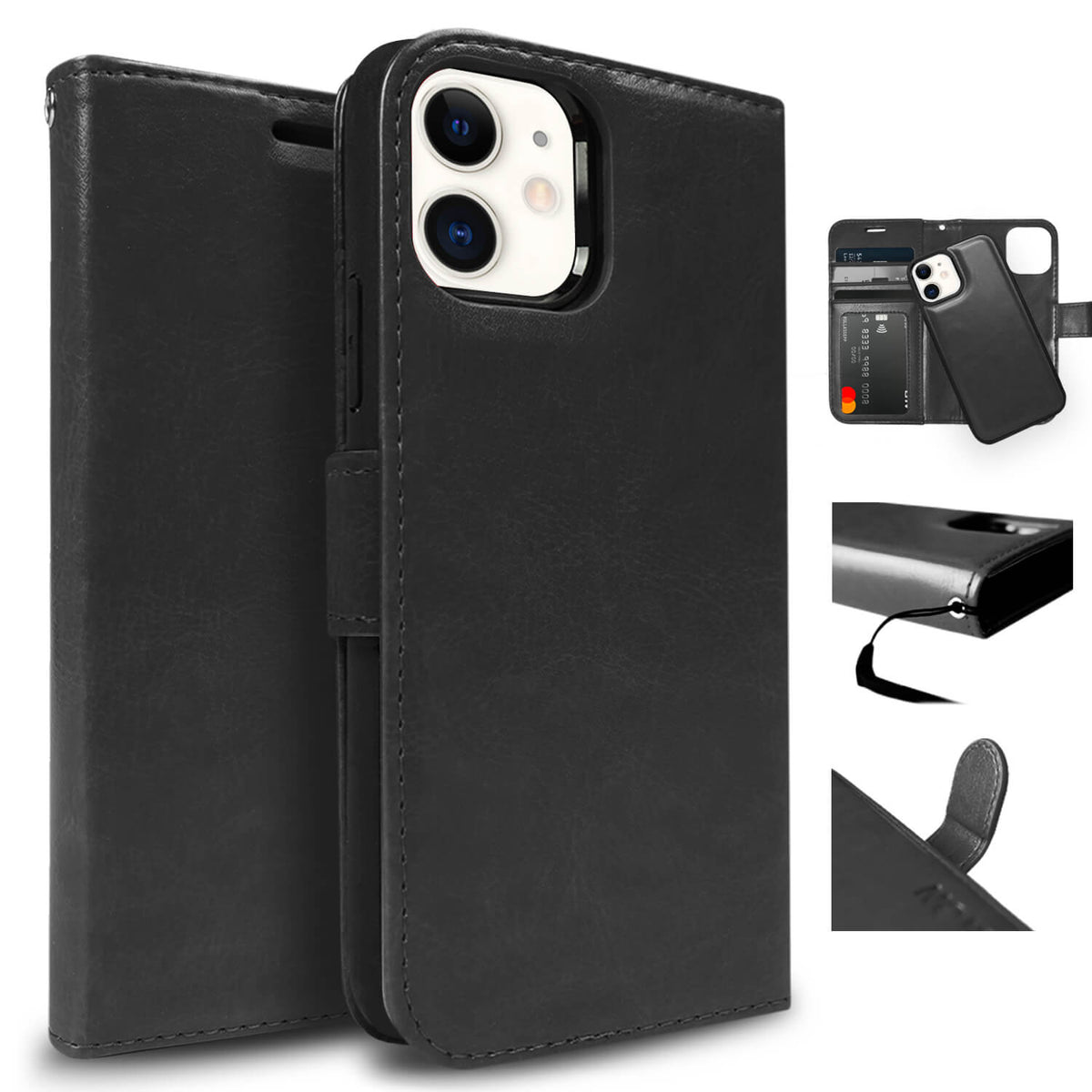 Tough On iPhone XR Case Magnetic Fine Detachable Leather Black