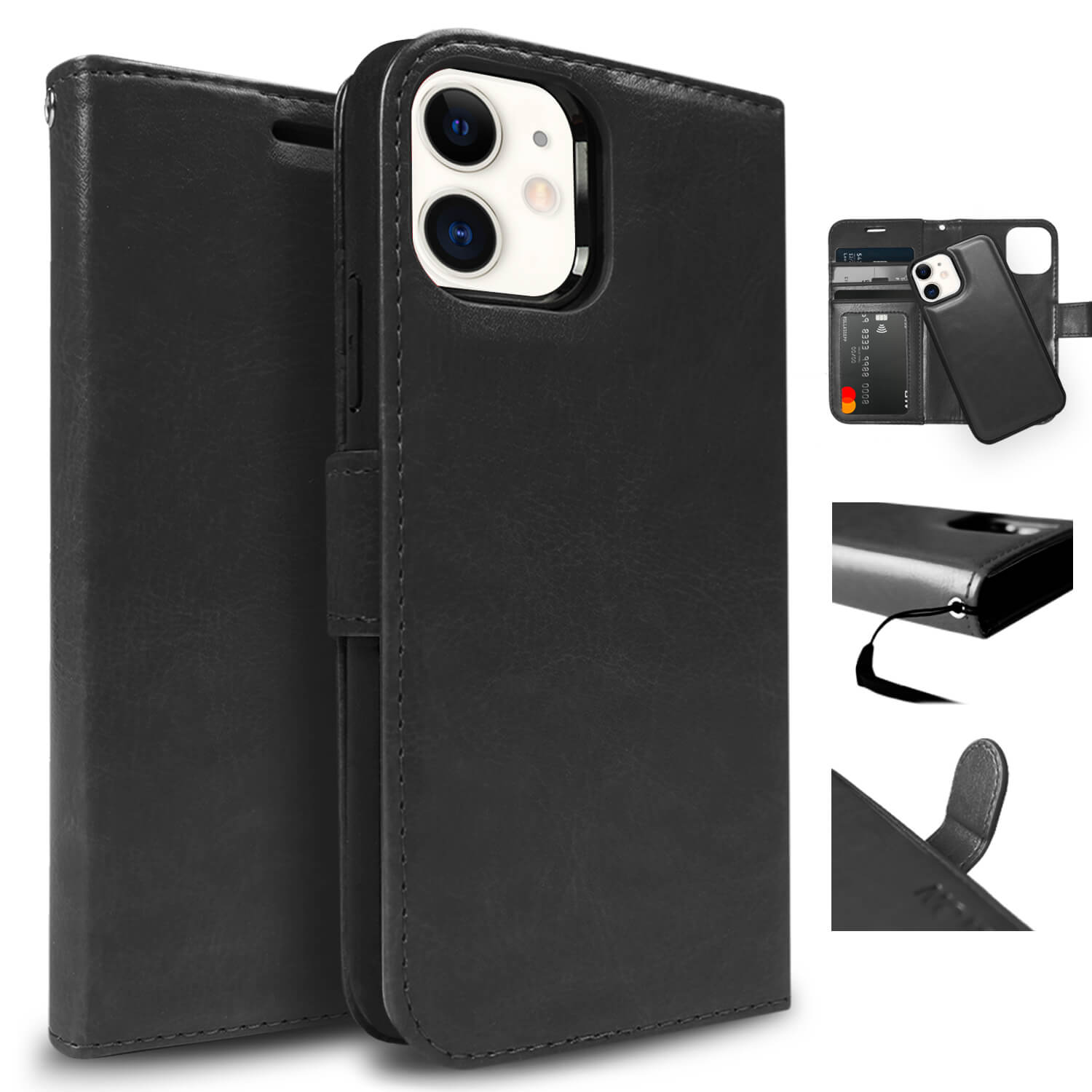 tough-on-iphone-11-case-fine-flip-leather-wallet-black-toughonstore