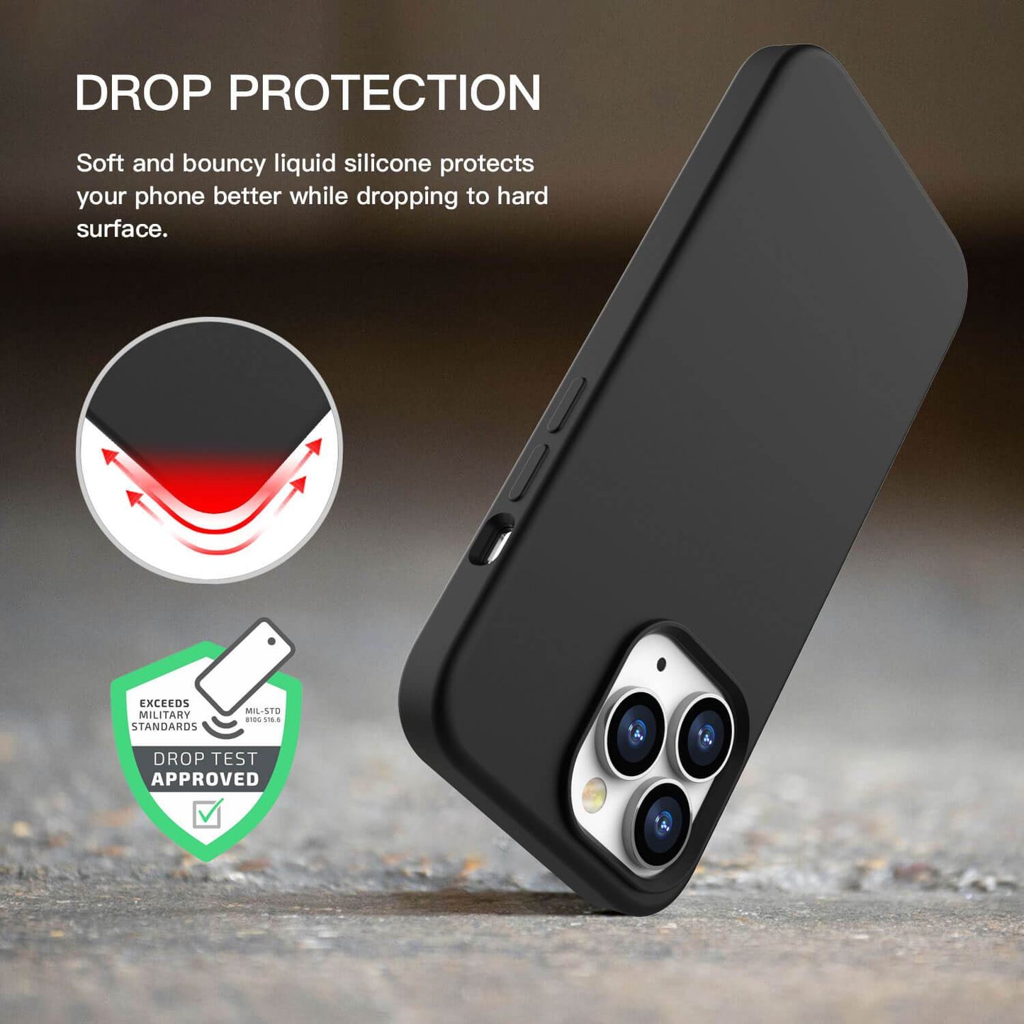 Tough On iPhone 13 Pro Case Strong Liquid Silicone Case Black