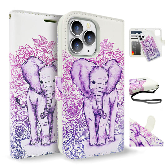 Tough On iPhone 12 Pro Max Case Magnetic Detachable Leather Elephant