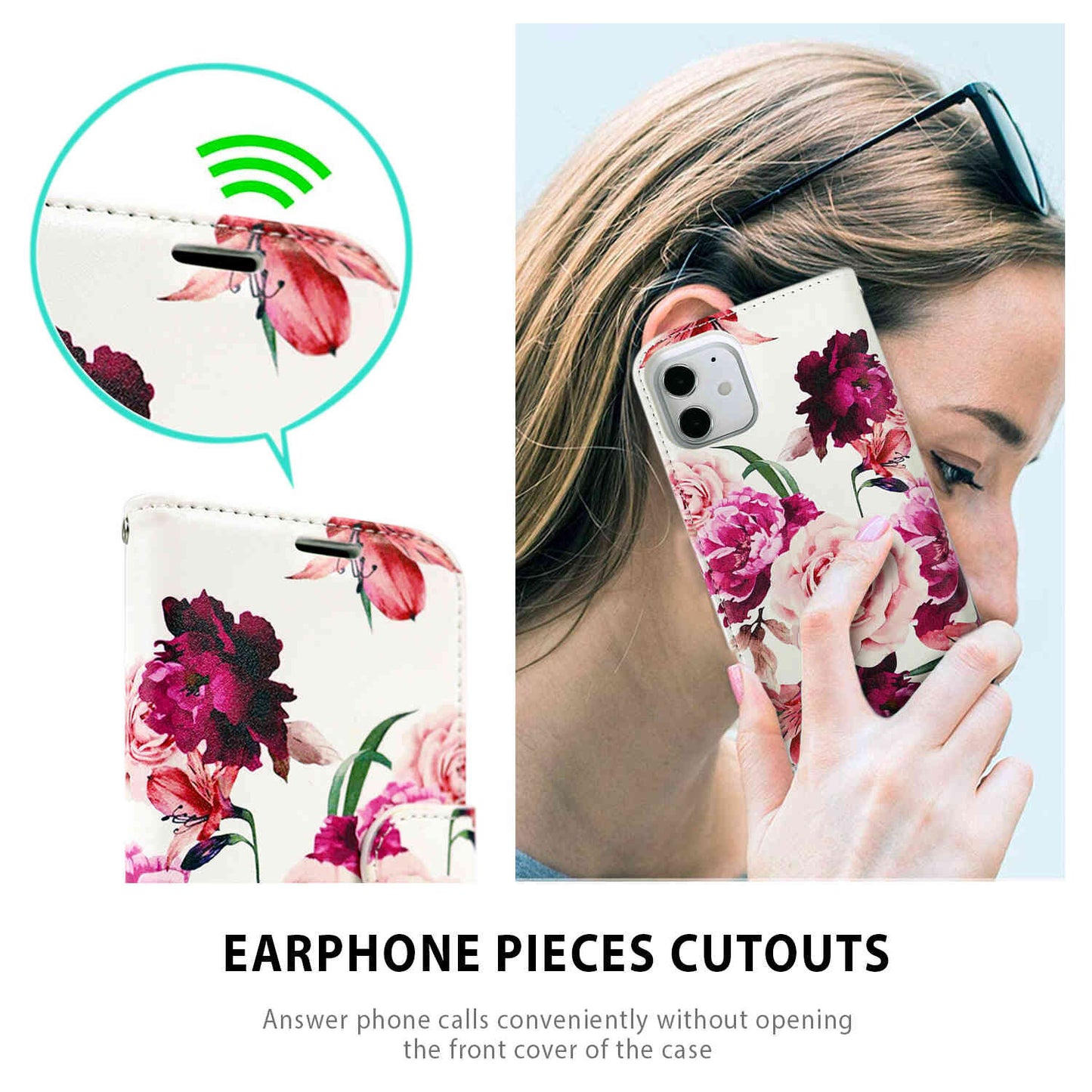 iPhone 12 / iPhone 12 Pro Case Tough On Detachable Leather Rose Flower