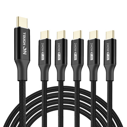 Tough On 240W USB-C Cable 5 Pack PD 3.1 Fast Charging Nylon Braided