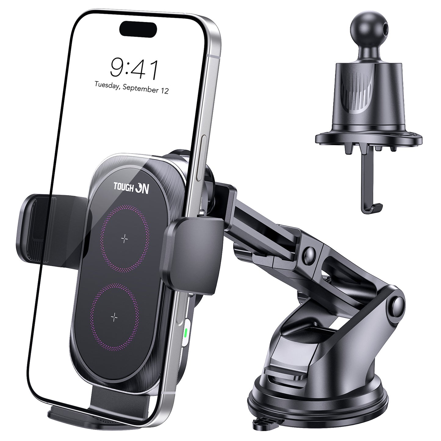 Tough On Wireless Car Charger Auto Clamping Phone Holder