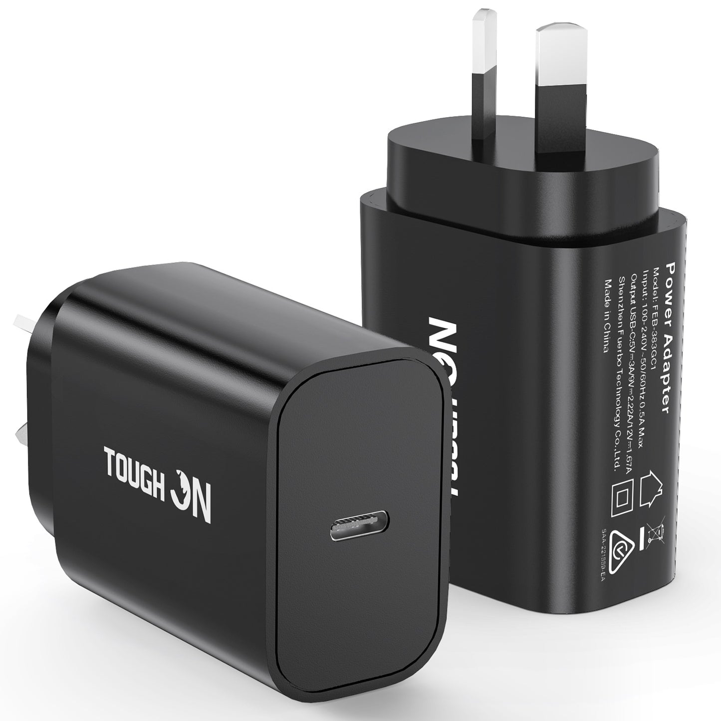 Tough On Wall Charger 20W USB C Fast Charge PD 3.0 Black