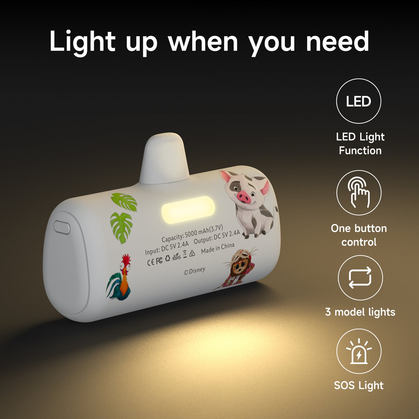 Disney Compact 5000mAh Power Bank with Lightning Connector