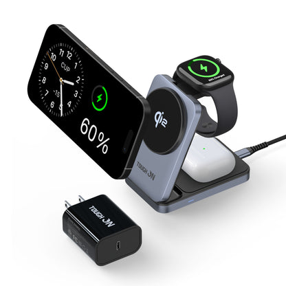 Tough On MagFold Qi2 3-in-1 Wireless Charger Foldable Compatible with MagSafe