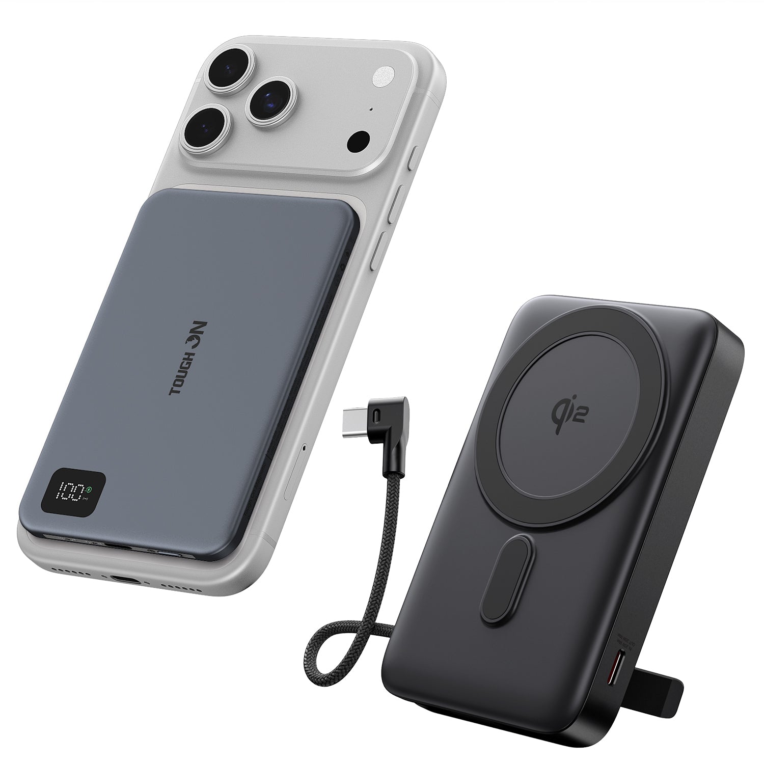 QI2 MagSafe Power Bank 10000mAh with Stand and 35W Built-in Fast Cable ...