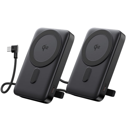 2 Pack Tough On MagSafe Power Bank Qi2 10000mAh Built-in Cable and Stand