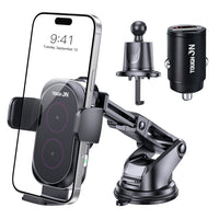 Tough On Wireless Car Charger Auto Clamping Car Phone Holder with 65W Car Adapter