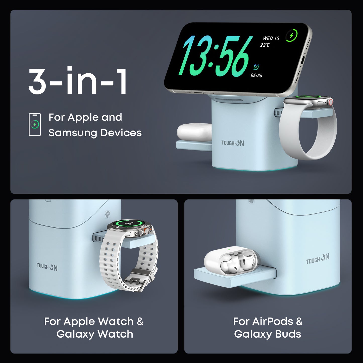 Tough On MagPro Qi2 25W 3-in-1 Wireless Charger